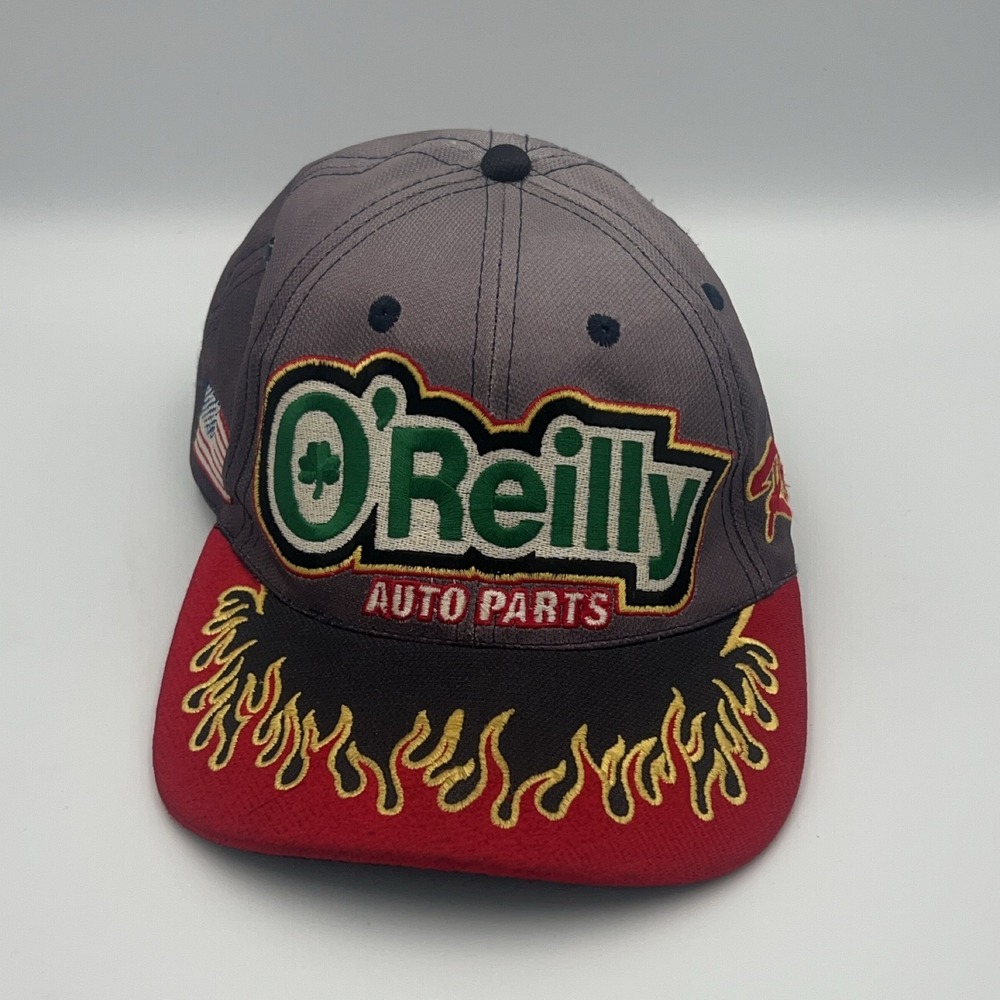 O'Reilly Auto Parts Racing Baseball Cap Adjustable Embroidered Flames American - Picture 2 of 7